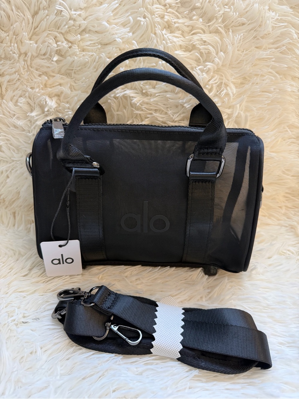 ALO Yoga Black Women's Mini Duffel Bag with Removable Strap